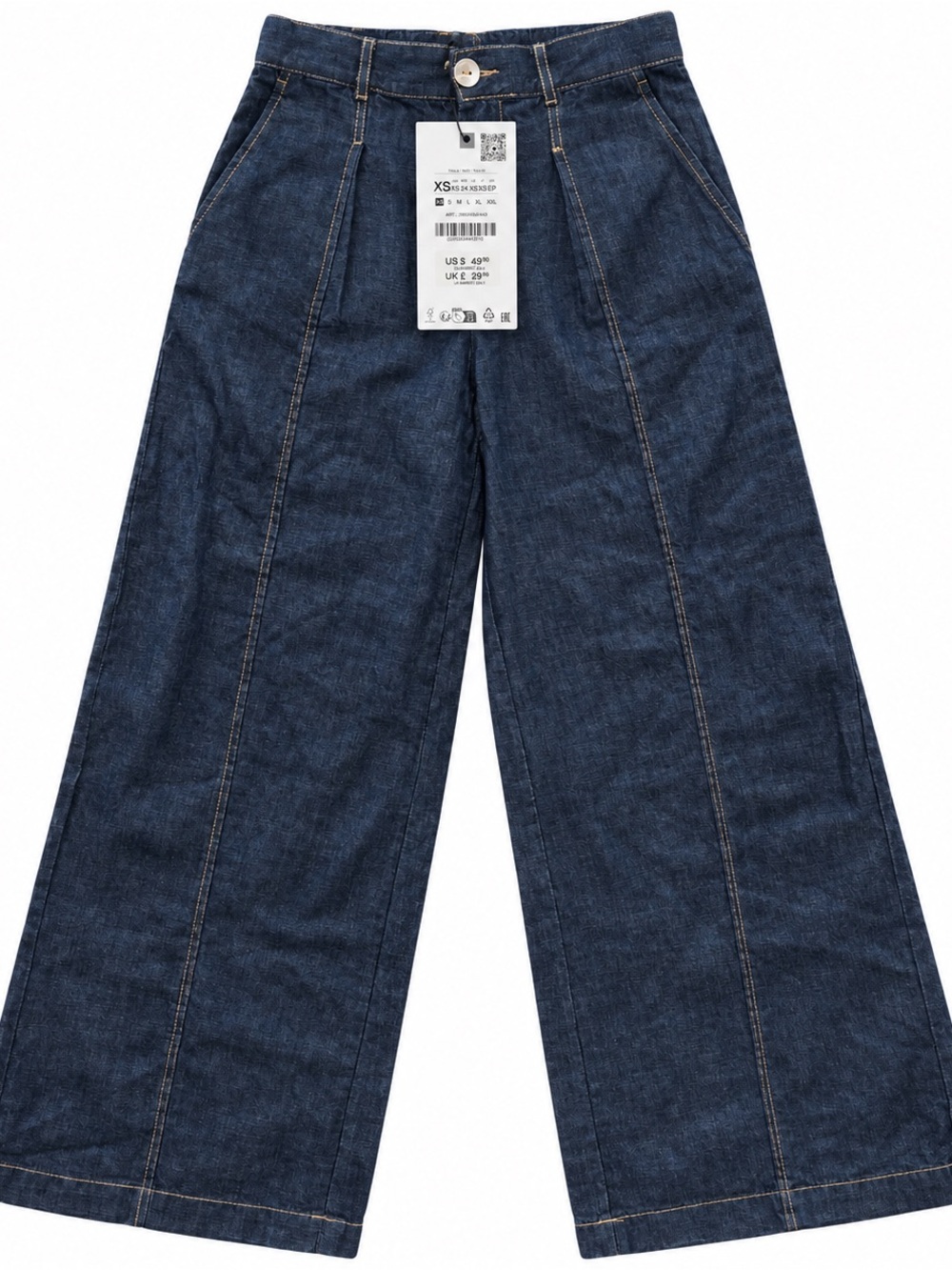 Zara Wide-Leg Dark Blue Denim Jeans
